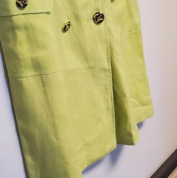 Vintage Rickie Freeman for Teri Jon Lime Green Linen Dress Size 14 - Picture 4 of 6